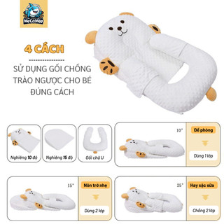 Gối Chống Trào Ngược Cho Bé, Đệm Ngủ Định Hình Bảo Vệ Cột Sống Vải Nhung Hạt Mịn Mềm Mại Dễ Dàng Vệ Sinh G02