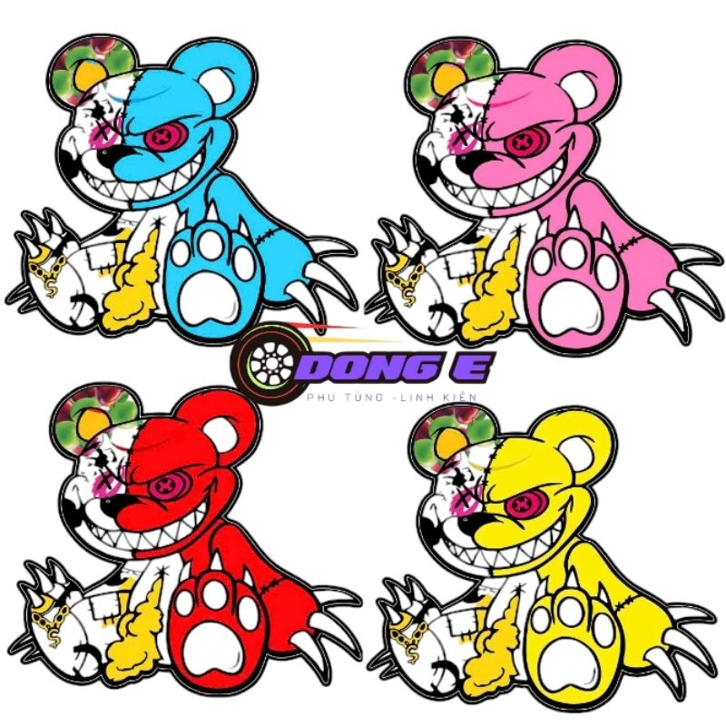 Tem Sticker Dán Gấu Quỷ Bạo Lực Ma Bé Đồng Thương Hiệu Influencer Nhật ...