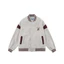 Áo khoác varsity jacket unisex màu ghi trơn viền đỏ họa tiết quả cherry khuy bấm dày dặn bóng chày AK001 - Tiktik