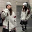 Áo khoác varsity jacket unisex màu ghi trơn viền đỏ họa tiết quả cherry khuy bấm dày dặn bóng chày AK001 - Tiktik
