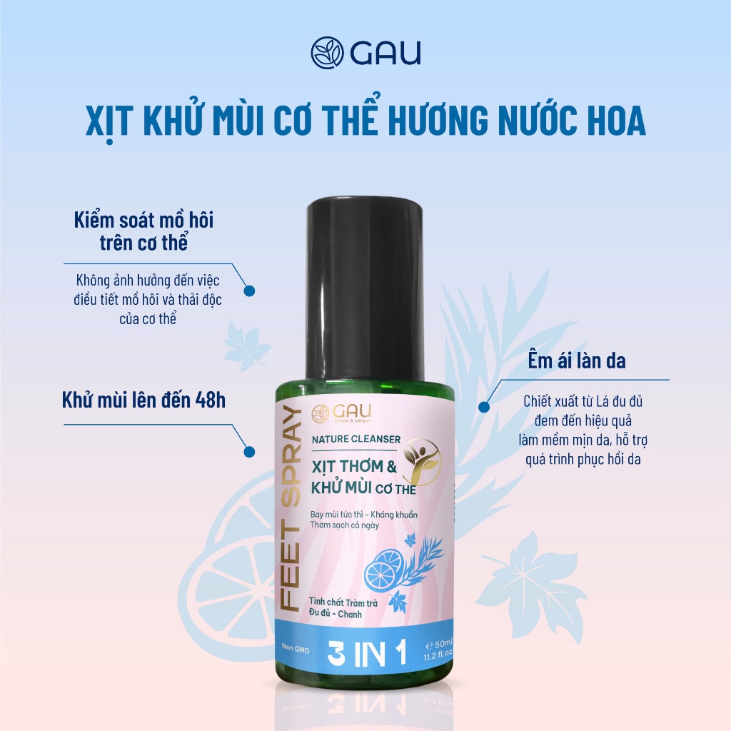 XỊT THƠM CƠ THỂ & NÁCH GAU KHỬ MÙI CẢ NGÀY, HƯƠNG NƯỚC HOA SANG TRỌNG TỰ NHIÊN GIỮ ẨM MỀM DA 120ml