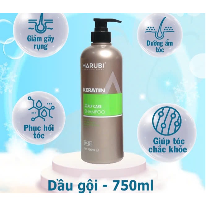 Dầu gội Keratin Marubi dầu gội siêu phục hồi mềm mượt tóc 750ml