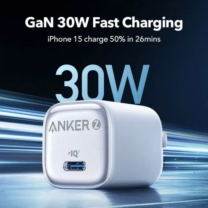 Ảnh Củ sạc nhanh Anker Zolo GaN 30W 1 cổng USB-C Power IQ 3.0 - A2698 Hỗ trợ sạc nhanh từ iphone 8 trở lên 3