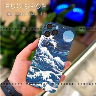 Miếng dán Skin Mặt lưng Sau full viền Sóng xanh MS02 Dành Cho 16 pro max 15 pro max 14 pro max 13 pro max 12 pro max