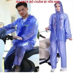 Bộ quần áo mưa chấm bi Yến Nhi cho người lớn, quần áo mưa tiện ích