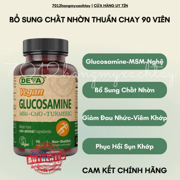 [BILL MỸ-HOẢ TỐC] Viên uống giảm đau xương khớp Deva Glucosamine MSM CMO Turmeric Vegan thuần chay 90 viên