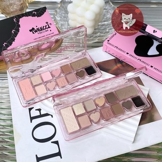 [VEECCI] Bảng Phấn Mắt VEECCI 11 Ô Ballet Nơ Lụa Hồng Đen, Có Kèm Mút Vệ Sinh Cọ Tiện Lợi, Đa Năng