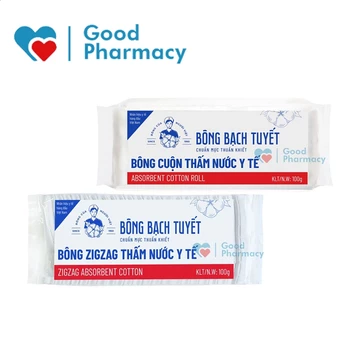Bông gòn y tế thấm nước Bông Bạch Tuyết vô trùng gói 100g, dạng cuộn / dạng zigzag tiện dụng vệ sinh cho bé, vết thương