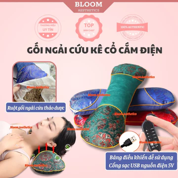 Gối thảo dược ngải cứu dùng kê cổ, kê lưng, kê chân | Gối ngải cứu thảo dược cắm điện | Gối kê cổ ngải cứu