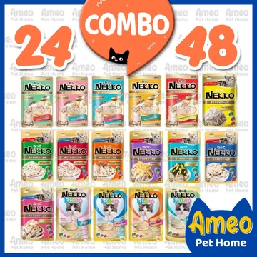 Combo 12-24-48 pate mèo Nekko,combo nekko thức ăn ướt cho mèo pate nekko jelly creamy gravy, mèo lớn mèo nhỏ