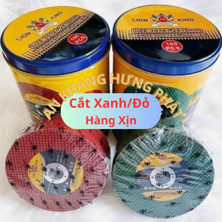 Hộp 100 viên - đá cắt sắt,inox sư tử xanh,đỏ lionking 1tấc(107x1.2x16mm) Hàng loại 1.