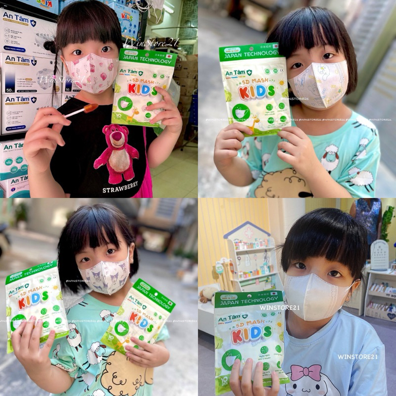 LIVE Khẩu trang 5D Kids An Tâm kháng khuẩn dày dặn nhiều họa tiết dễ thương bảo vệ tối ưu cho bé