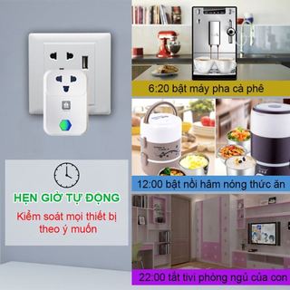Ổ Cắm Wifi Thông Minh Hunonic, Ổ Cắm Hẹn Giờ, Điều Khiển Từ Xa Qua Điện Thoại