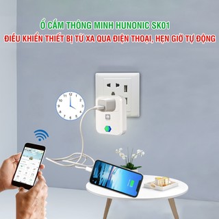 Ổ Cắm Wifi Thông Minh Hunonic, Ổ Cắm Hẹn Giờ, Điều Khiển Từ Xa Qua Điện Thoại
