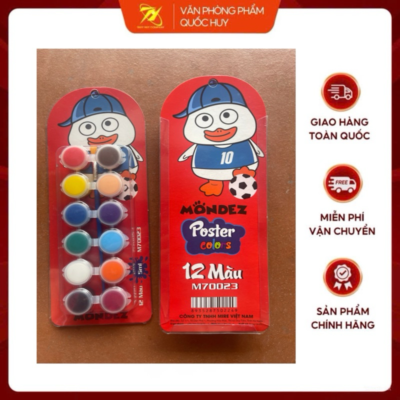 BỘ MÀU NƯỚC 12 MÀU M70023 MIRE, MÀU VẼ NƯỚC 12 MÀU KÈM CỌ VẼ - VPP QUỐC HUY