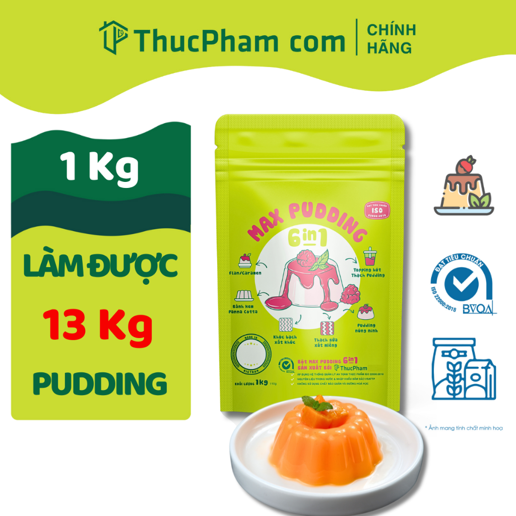 1KG Bột Pudding 6in1 ThucPhamCom 30 Vị Làm Pudding Núng Nính, Thạch Sữa ...