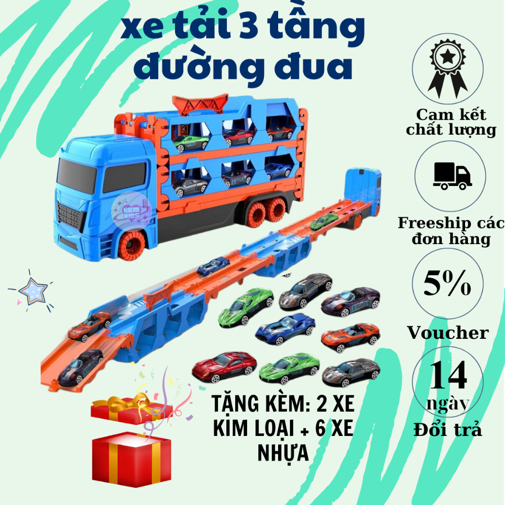 Đồ Chơi Xe Tải 3 Tầng Biến Hình Đường Đua Kèm 8 Xe Đua Nhỏ Mở Rộng ...