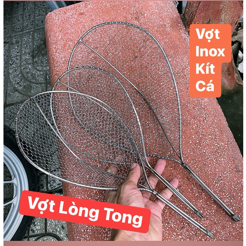Vợt kít cá inox Lòng Tong, vợt xiệt inox ô lưới 6-8li, kích cỡ 16cm ...