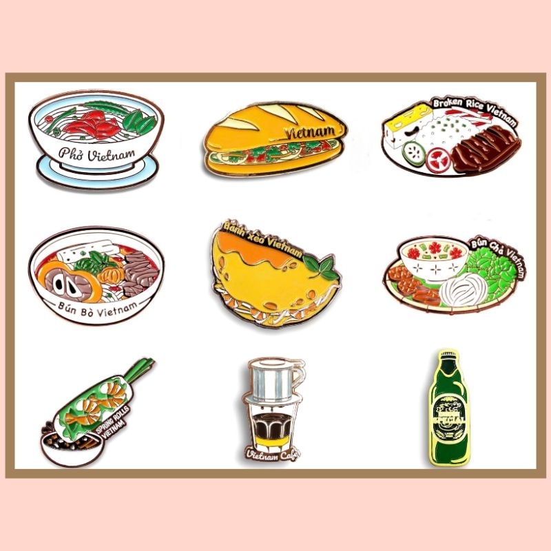 Pin Sticker - Ghim Cài Bằng Kim Loại - Ẩm Thực Việt Nam | Shopee Việt Nam