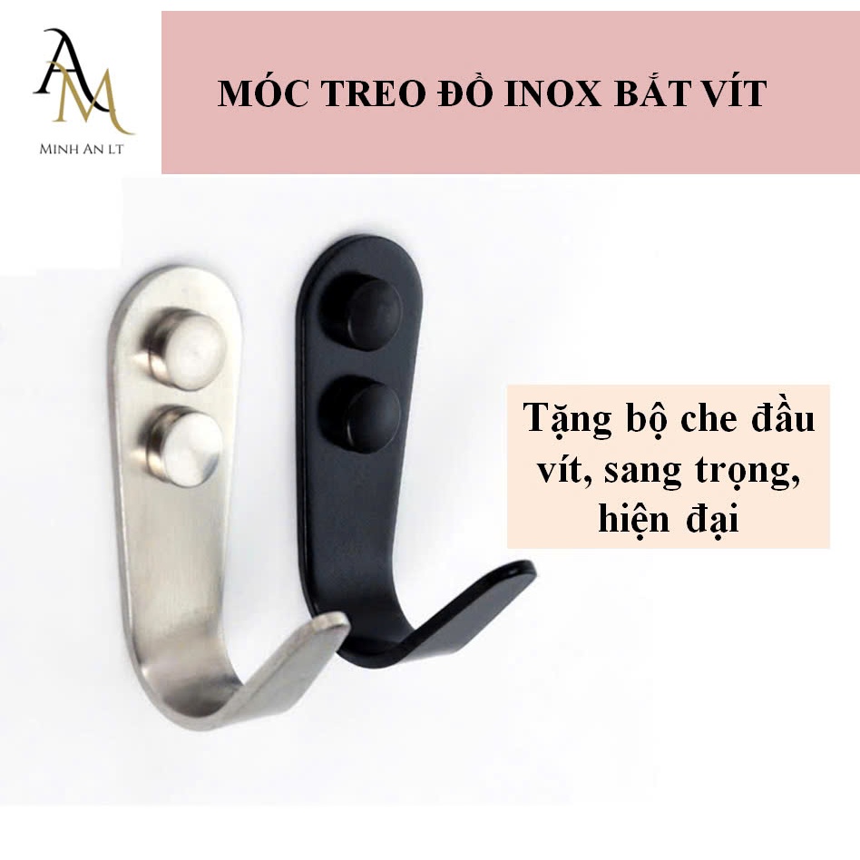 (Bịch 10 Bộ) Móc Treo Đồ Inox Bắt Vít, Móc Treo Đồ Gắn Tường, Móc Cửa ...