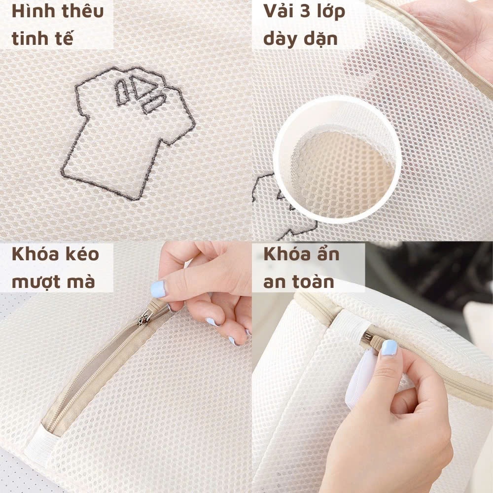 Set 6 Túi Giặt Cao Cấp 3 Lớp Quần Áo, Đồ Lót Cho Máy Giặt Túi Lưới Giặt Quần Áo Đồ Lót Máy Giặt Có khóa 3 Lớp
