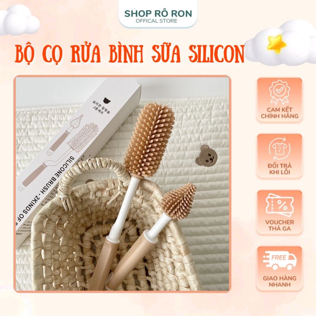 Bộ cọ bình silicon Hàn 2 chi tiết - Set cọ rửa bình sữa cho bé - Shop ...