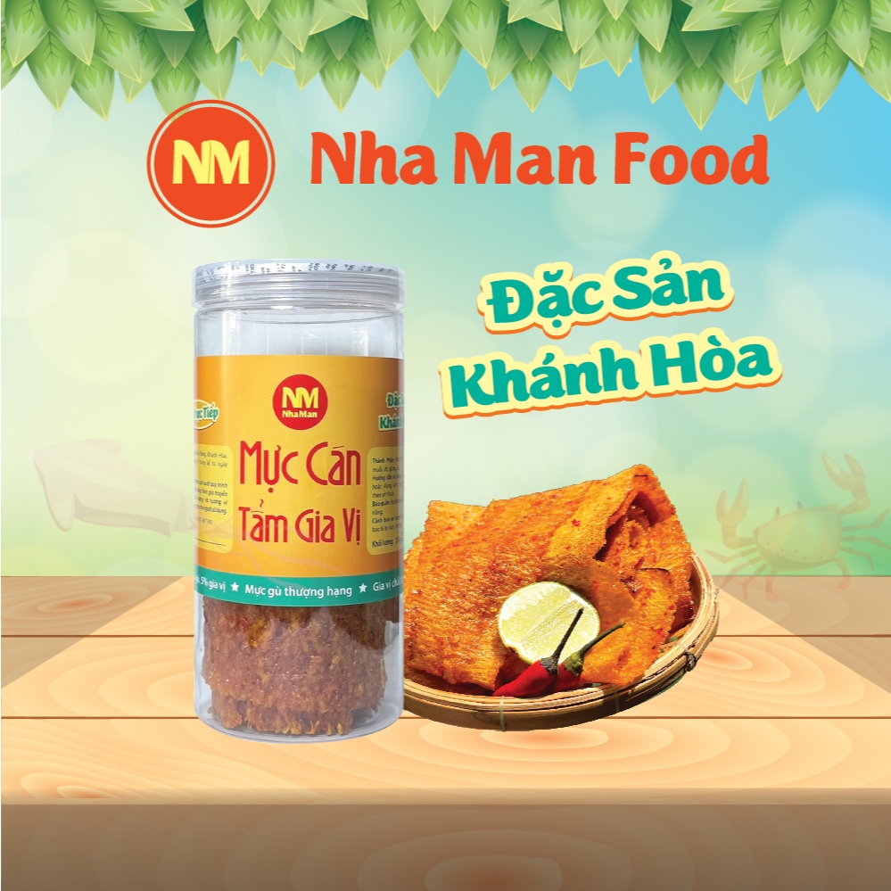 [Nhà Mặn Food] Mực cán tẩm gia vị 500g gồm 2 hũ 250g đặc sản Nha Trang đồ ăn vặt snack food thức ăn