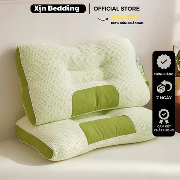 [HÀNG NHẬP KHẨU] Gối ngủ Matxa, gối công thái học sợi Bamboo Sợi Tre chống đau mỏi cổ vai gáy định hình tư thế ngủ 50-70