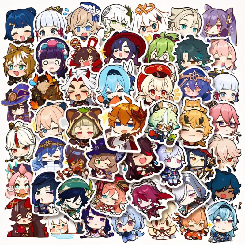 100 Sticker Genshin chibi mũ bảo hiểm điện thoại laptop phụ kiện sự kiện.