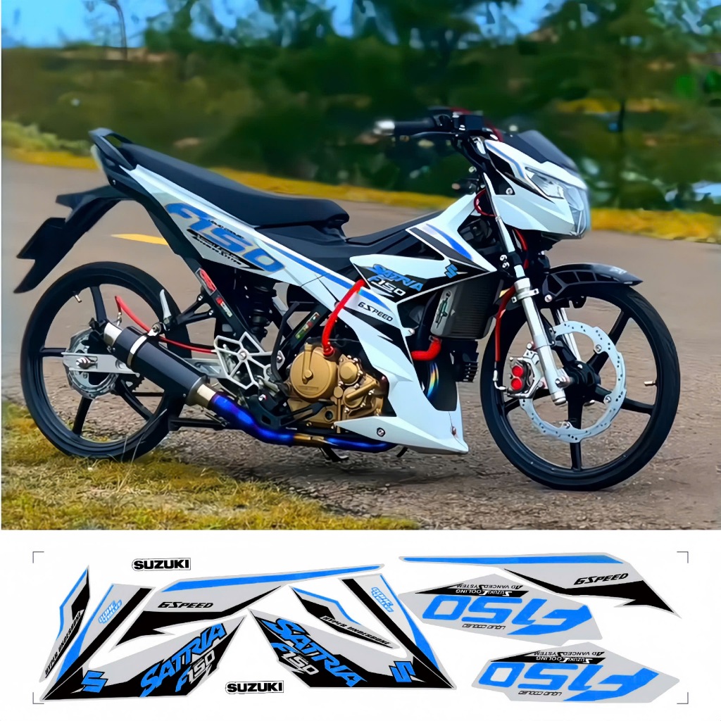 tem rời satria f150 cao cấp chất liệu in 3 lớp chống nước không phai màu nhãn dán decal.
