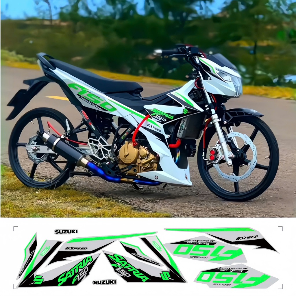 tem rời satria f150 cao cấp chất liệu in 3 lớp chống nước không phai màu nhãn dán decal.