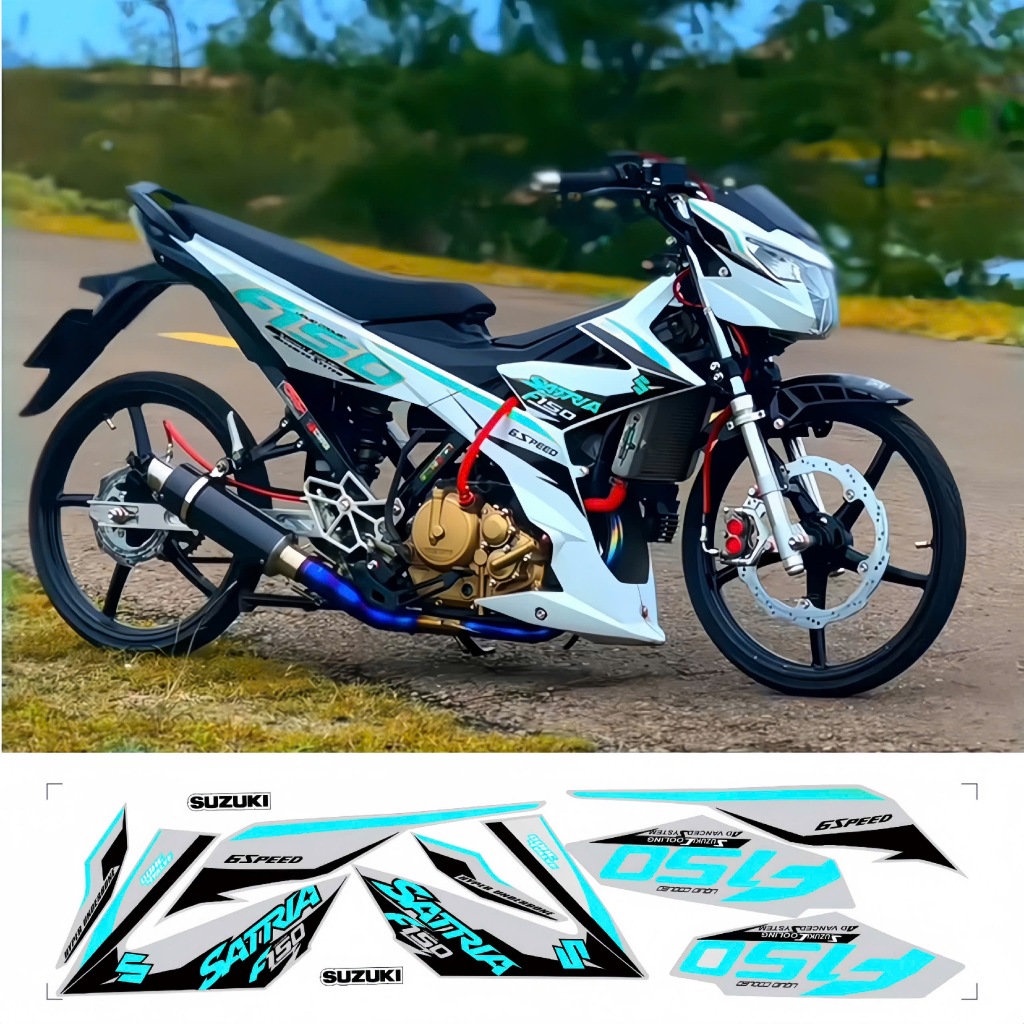 tem rời satria f150 cao cấp chất liệu in 3 lớp chống nước không phai màu nhãn dán decal.