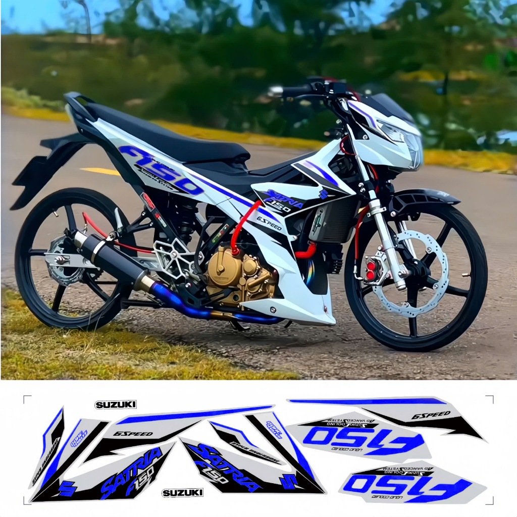 tem rời satria f150 cao cấp chất liệu in 3 lớp chống nước không phai màu nhãn dán decal.