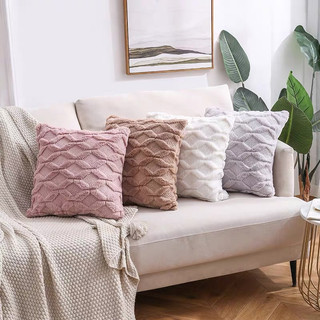 Vỏ gối vuông vải nhung họa tiết vân kim cương trang trí sofa/nhà ở/tiệc