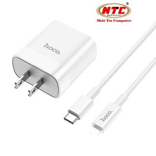 Bộ cốc 2 cổng kèm cáp sạc TypeC to LaiNing Hoco C80 cổng USB QC 3.0 và typeC PD 20W (Trắng)