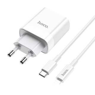 Bộ cốc 2 cổng kèm cáp sạc TypeC to LaiNing Hoco C80 cổng USB QC 3.0 và typeC PD 20W (Trắng)