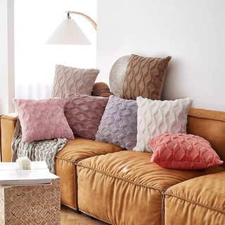 Vỏ gối vuông vải nhung họa tiết vân kim cương trang trí sofa/nhà ở/tiệc