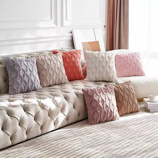Vỏ gối vuông vải nhung họa tiết vân kim cương trang trí sofa/nhà ở/tiệc