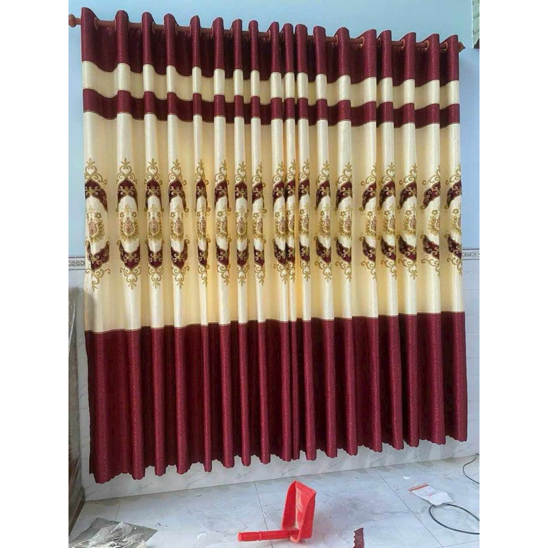 1 TẤM GẤM THÊU MÀU ĐỎ CHƯA CÓ CÂY TREO - TREO 1 TẤM MUA 1 TẤM _TREO 2 TẤM MUA 2 TẤM RÈM CỬA VIỆT HÀN