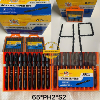 Mũi bắn vít 2 đầu bake PH2 dài 65mm LIONKING chính hãng, Chụp bắn tôn