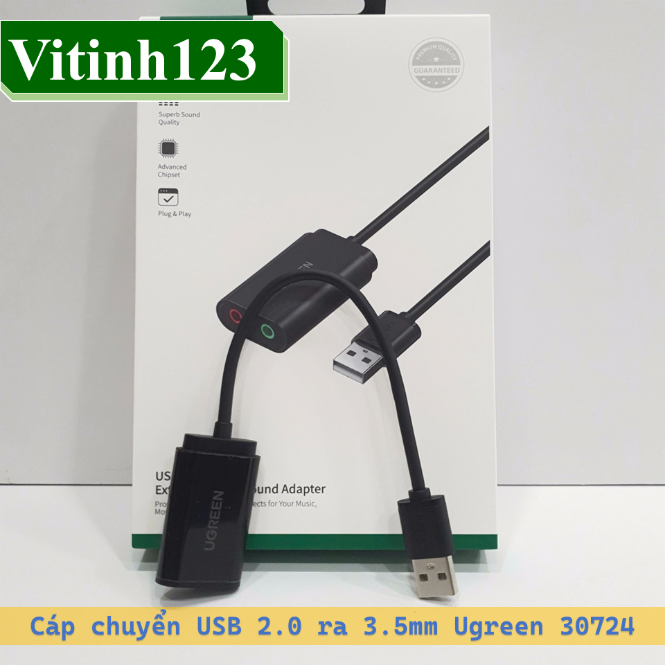 Cáp chuyển âm thanh USB 2.0 sang 3.5mm Ugreen 30143, Ugreen 30724 ...