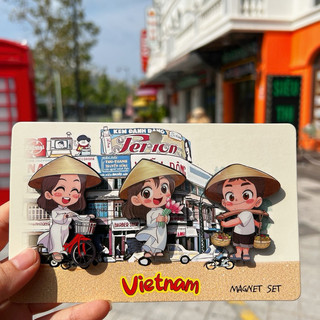 set 3 magnet chibi đáng yêu áo dài Việt