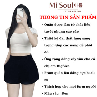 Quần Short Nhung Cạp Cao Khóa Sau BigSize Misoul, Quần Đùi Nhung 2 Lớp Lưng Cao Ống Rộng 113 - 473