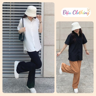 Áo Sơ Mi Bigsize Nữ Tay Ngắn Form Basic Mặc Đi Học Đi Làm Vải Cotton 58-95kg SMHS
