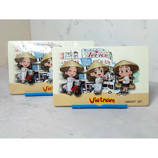 set 3 magnet chibi đáng yêu áo dài Việt