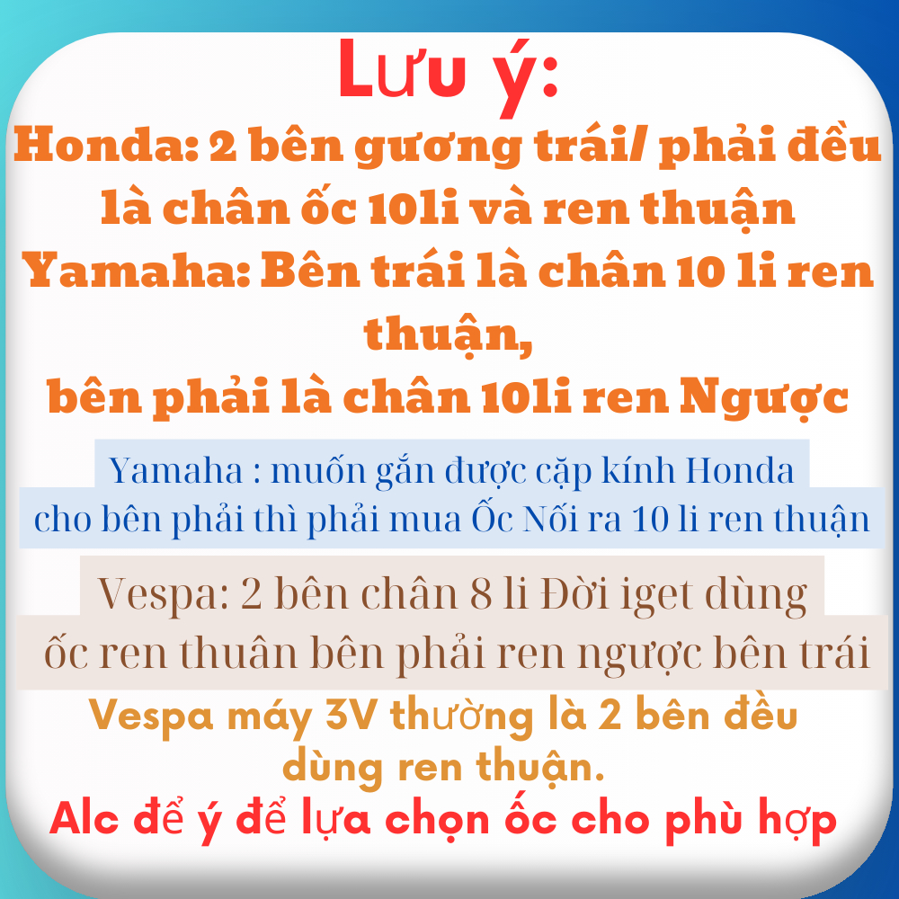 Ốc Chân Kính Lá Cờ VIỆT NAM Ren thuận ốc chân gương