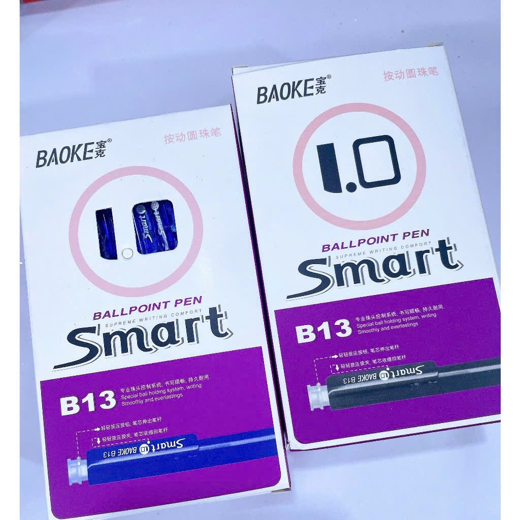 Bút bi BAOKE Smart B13 ngòi 1.0mm - Nắp bấm tiện lợi (Hộp 48c - Loại 1 )