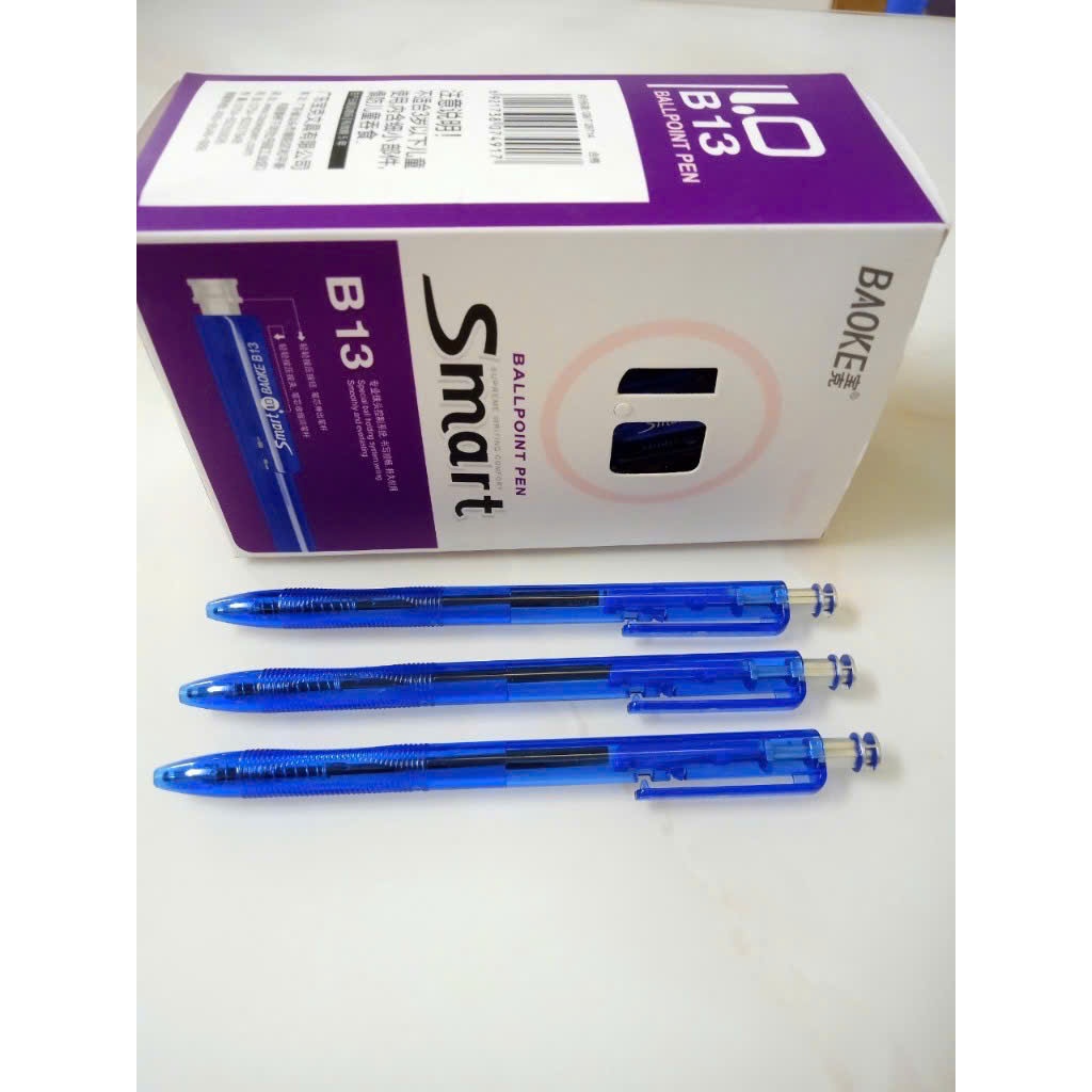 Bút bi BAOKE Smart B13 ngòi 1.0mm - Nắp bấm tiện lợi (Hộp 48c - Loại 1 )