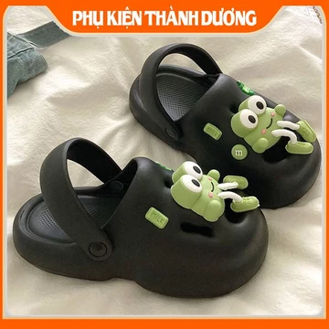 Dép nữ, Dép cross, Dép bánh mì, Dép sục sticker ếch xanh ngộ nghĩnh, đế EVA 3cm