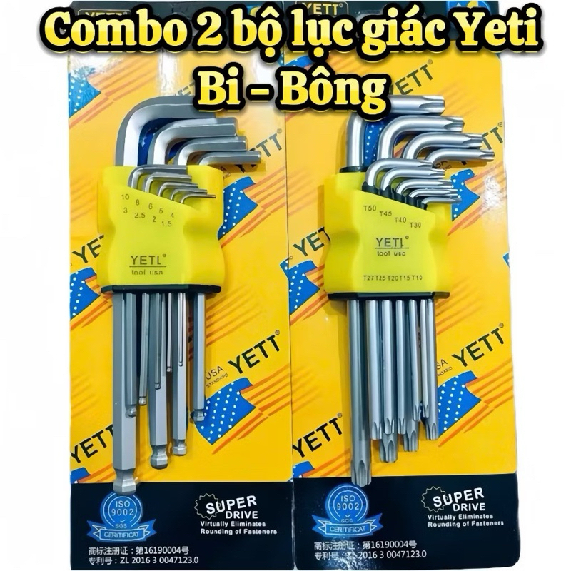 Bộ lục giác đầu bi hoặc đầu bông 9 món Yeti + luc giac rebel đa năng ...